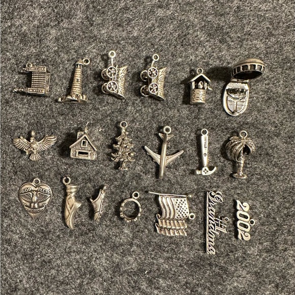 925 Sterling Silver Charm Set. Jewelry making. Heart Ballet Shoe 3D House Flag. - Picture 2 of 13